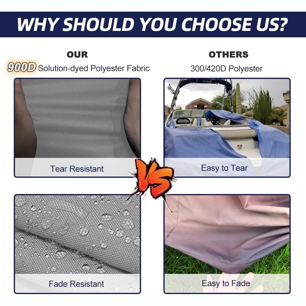 900D Heavy Duty Center Console T-Top Roof Boat Cover Waterproof Storage