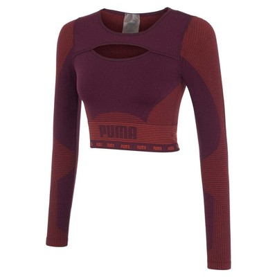 

Puma Train Formknit Бесшовные шеи экипажа Длинный рукав TShirt женщин Фиолетовый случайный T