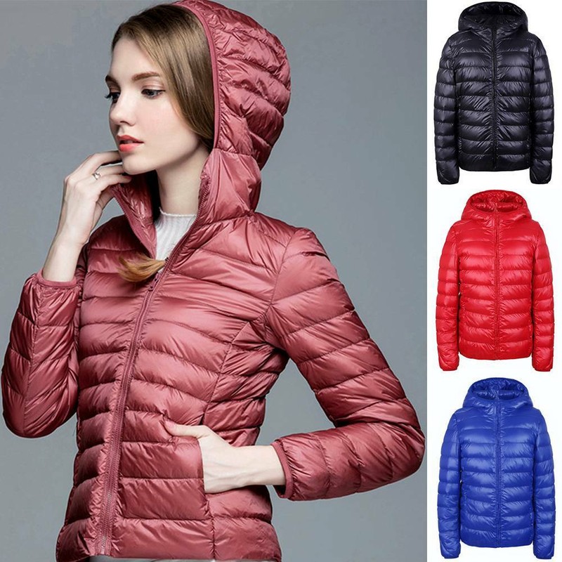 Womens Lightweight Long-Sleeve Zip Water-Resistant Packable Hooded ...