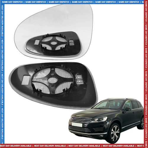 Left passenger  side wing mirror glass for Volkswagen Touareg 10-17 heated