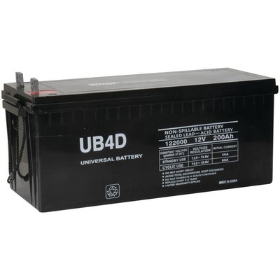 UPG Sealed Lead-Acid Battery - AGM-type, 12V, 200 Amps, Model UB-4D 