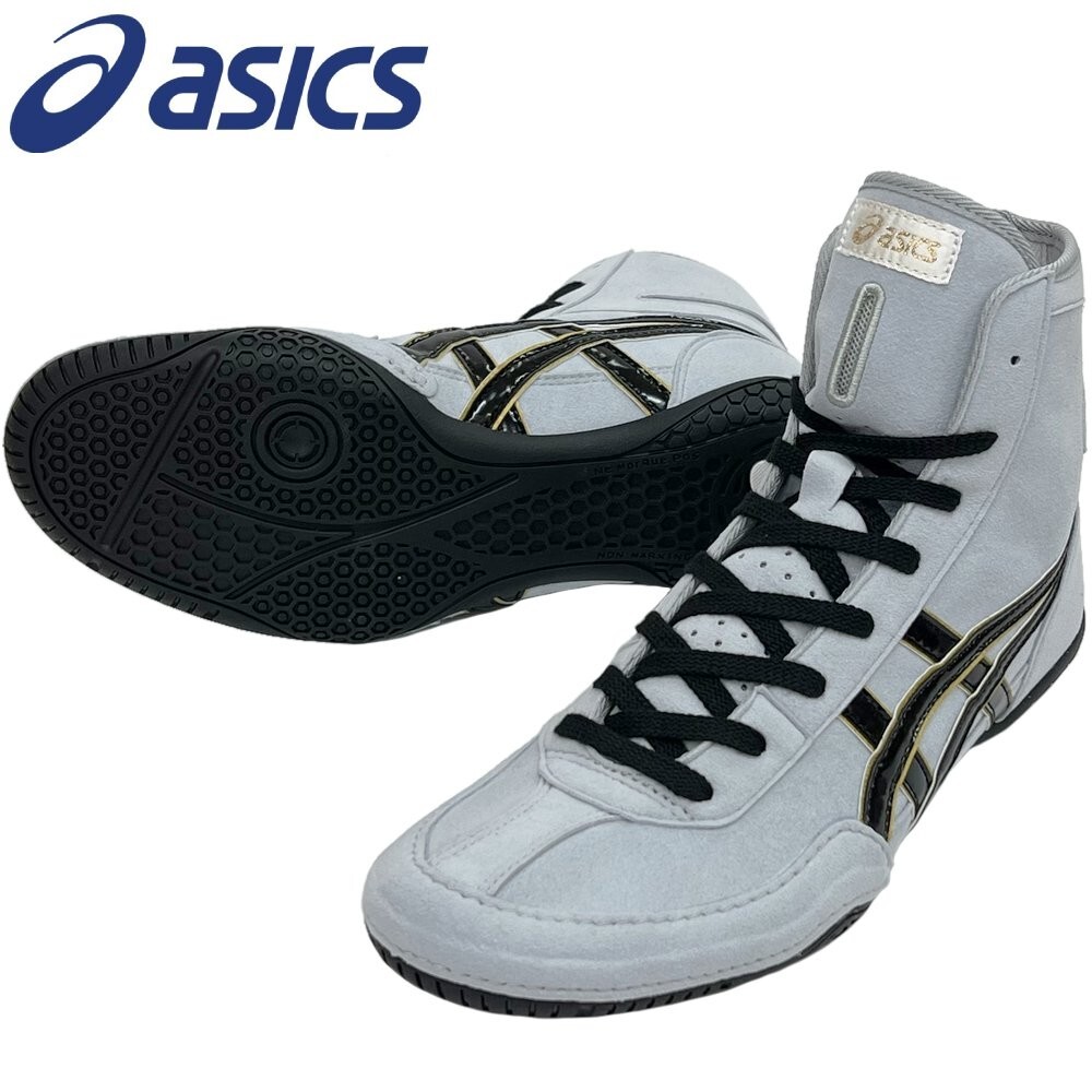 Pre-owned Asics Wrestling Shoes Boxing Shoes 1083a001 A509 Silver Gray X Black X Gold