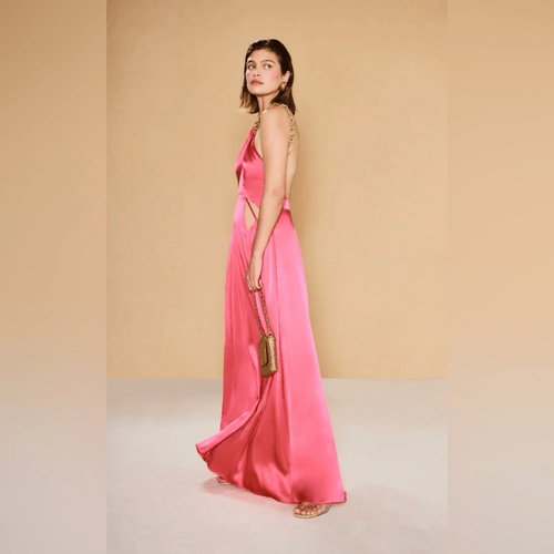 Pre-owned Cult Gaia Althea Silk Blend Gown In Pink