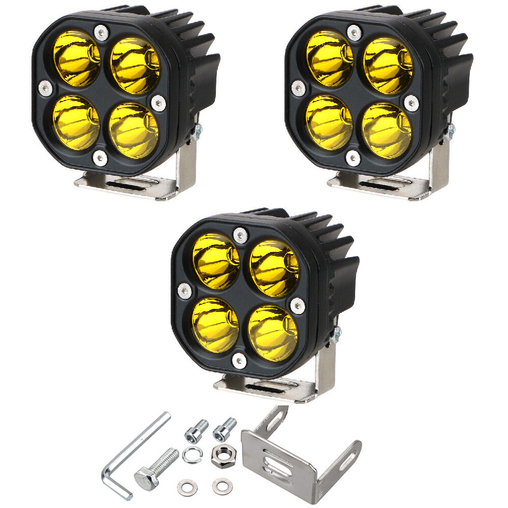 4PCS 3INCH 120W Amber LED Cube Lights Spot Pods Truck Fog Driving Offroad ATV