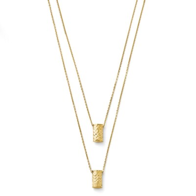 Pre-owned Superdealsforeverything Leslie's Real 14kt Two Layer Diamond Cut Necklace; 18 Inch In Yellow