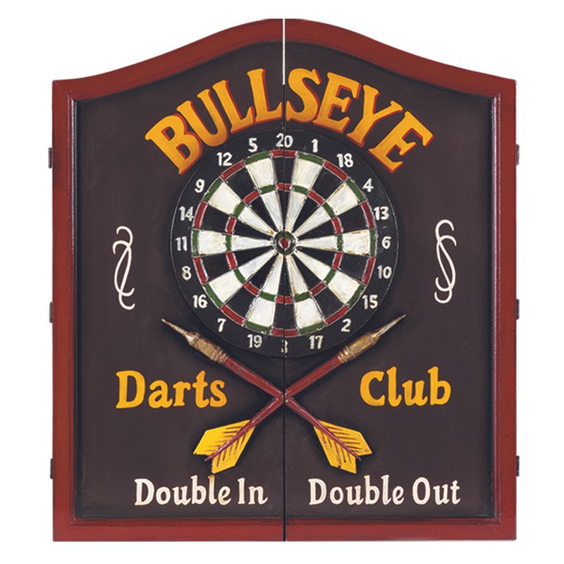 Bulls Eye Dartboard Game Wooden Accessory Cabinet Ebay