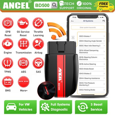 ANCEL BD500 Car OBD2 Diagnostic Scanner Tool All System Code Reader Bluetooth