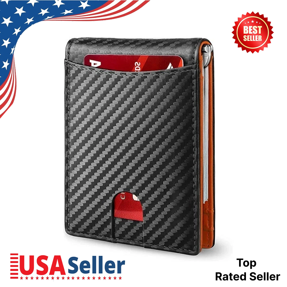 Mens Slim Wallet RFID Blocking Bifold Wallets for Men Minimalist Genuine Leather
