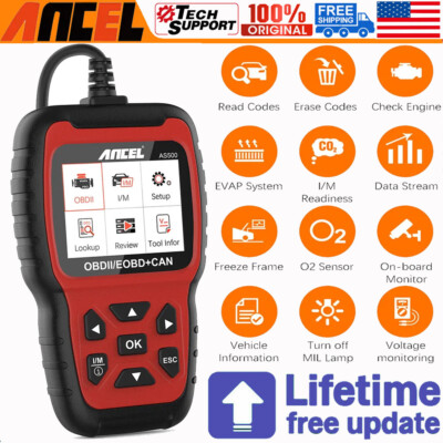 AS500 OBD2 Scanner Multilingual Engine Code Reader OBDII Car Diagnostics Tool