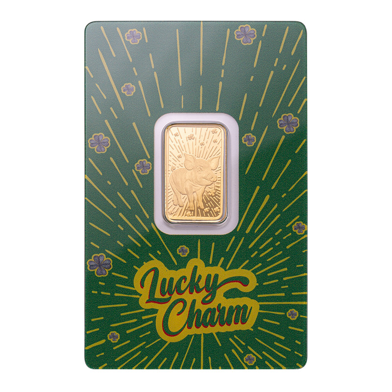 Pamp  Goldbarren 5 Gramm 9999 Gold Lucky Charm Pig  Im Blister