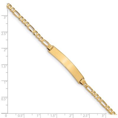 Pre-owned Superdealsforeverything Real 14kt Yellow Gold Flat Figaro Link Id Chain Bracelet; 7 Inch; Lobster Clasp