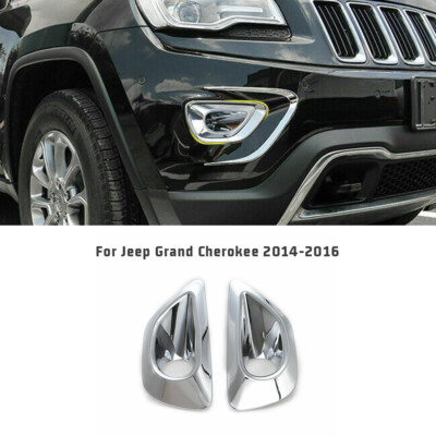 Chrome Front Fog Light Lamp Frame Trim For Jeep Grand Cherokee 14-16 Accessories