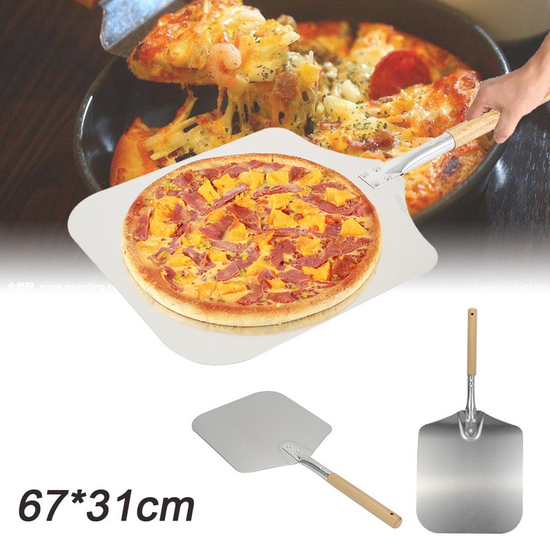67cm Eckige Pizzaschaufel Holz&Alu Pizzaheber Pizzaschieber Pizzawender Pizza