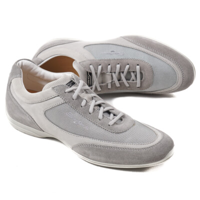 Pre-owned Santoni $640  For Amg 'sls' Gray Suede And Textile Sneakers Us 11.5 Shoes