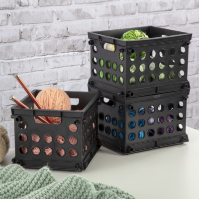 Plastic Desktop Storage Mini Crate Home Office Small Storage Container Box Bin