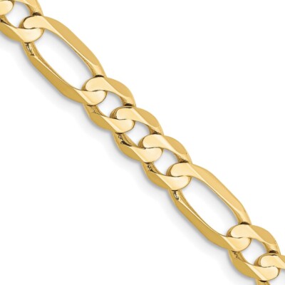 Pre-owned Superdealsforeverything Real 10kt Yellow Gold 5.5mm Concave Open Figaro Chain; 22 Inch; Lobster Clasp