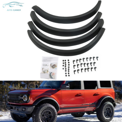 4 × For 2021-2023 Ford Bronco Black Front+Rear Wheel Lip Fender Flares 33 L×4 W