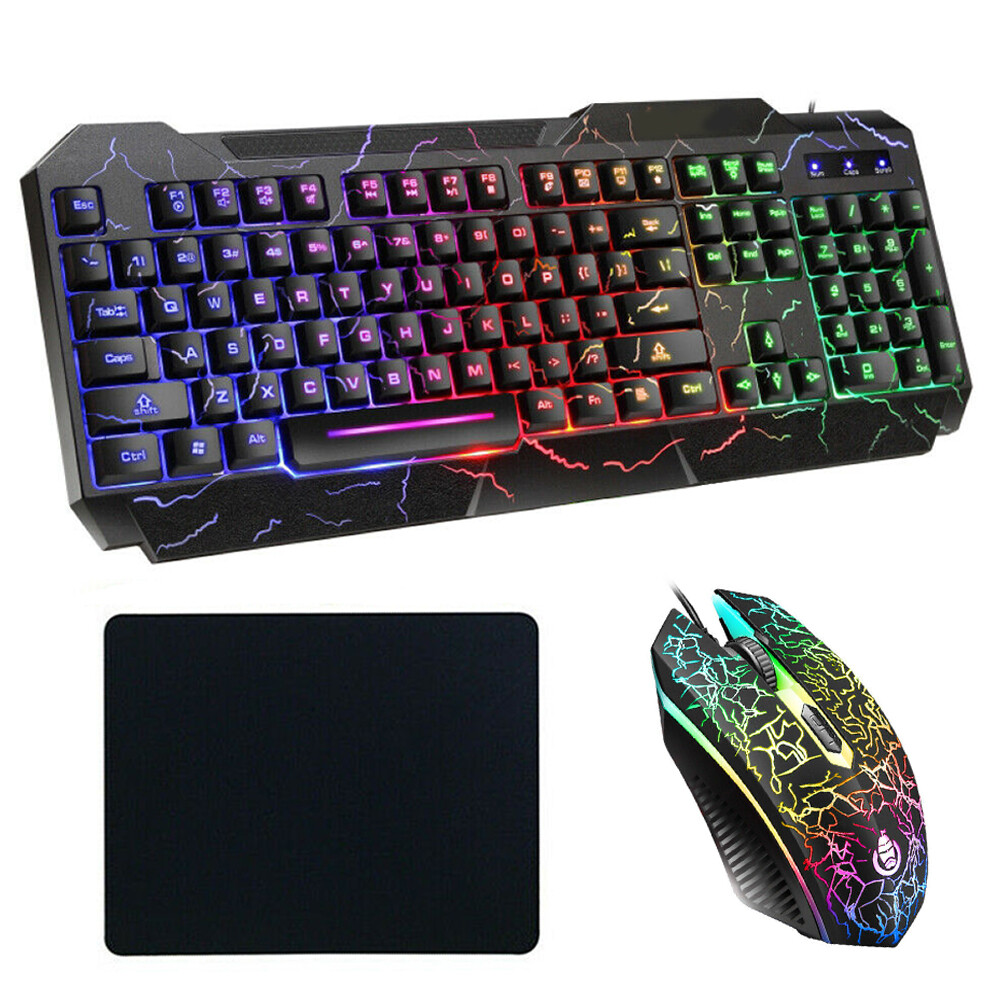 Gaming Keyboard And Mouse LED Light Backlit Mechanical Feel For Computer Desktop