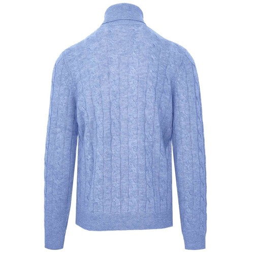 Pre-owned Malo Men Sweater Light Blue Wool Cashmere Turtleneck Long Sleeve Jumper Pullover