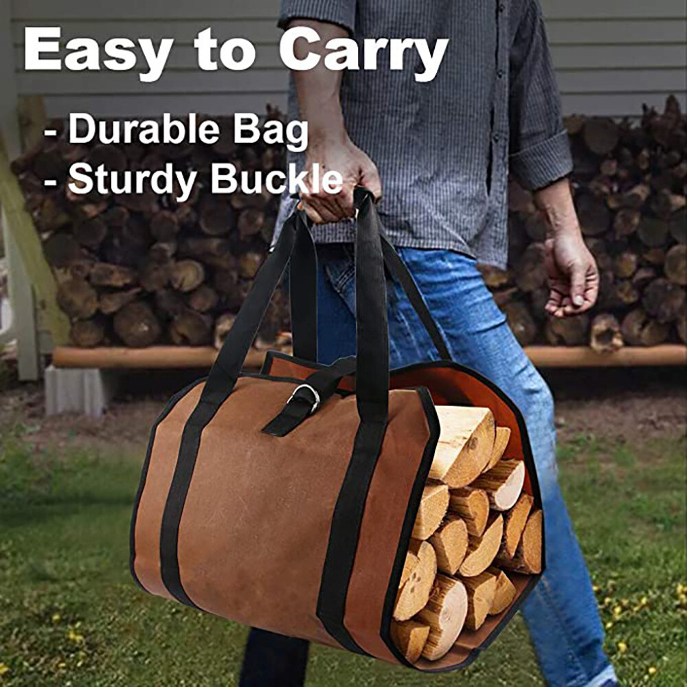 Firewood Log Carrier Bag Heavy Duty Log Tote Bags Holder for Indoor Outdoor Tool