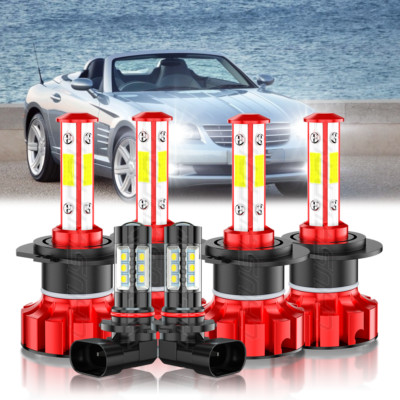 For Chrysler Crossfire 2004-2008 3Pair H7 9006 LED Headlights & Fog Light Bulbs