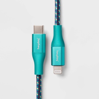 10 оплетенных кабелей USB-C - Бирюзовый цвет расцвета / Темно-синий