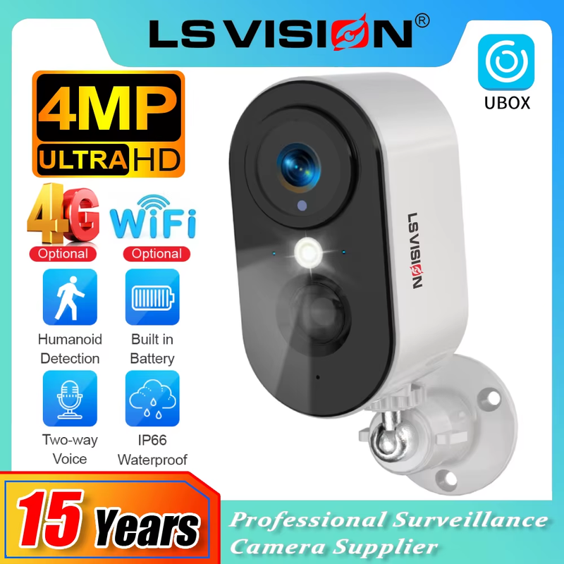2K 4G Security Cameras Wireless Outdoor WiFi Color Night Vision PIR Human Detect
