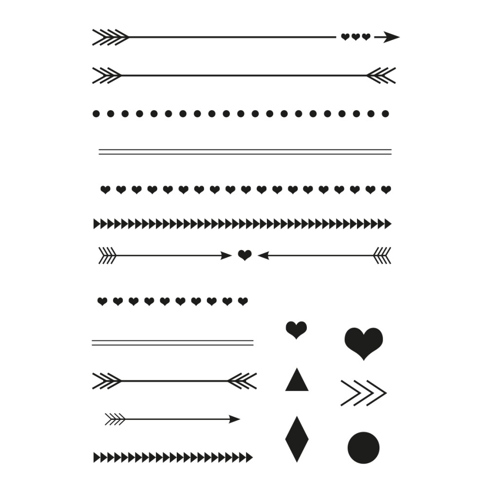 Efco Stempel Clear „Pfeile + Linien“, transparent, A7/ 74 x 105 mm, 18-teilig