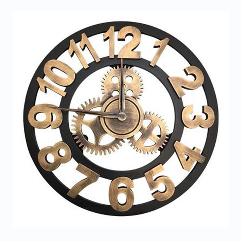 Retro Handmade Oversized 3D Wall Clock Rustic Decorative Art Vintage Large Wall