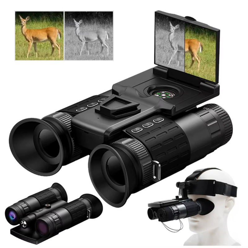 4K Hunting Night Vision Binoculars Camera with Tactical Light 600m Range 8X Zoom