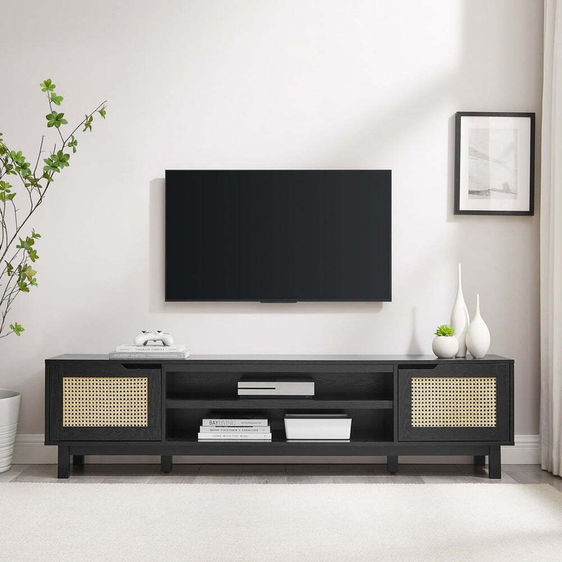 WIDE 80" TV Stand, Simple Bohemian style Console Table with 