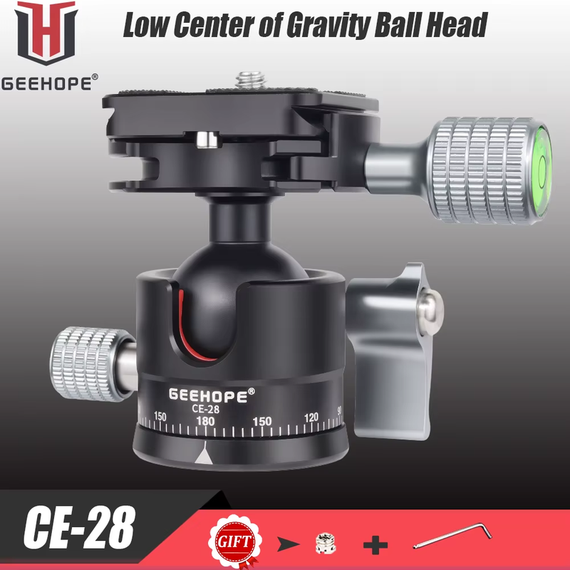 CE-28 Low Profile Tripod Head 360° Panoramic Metal Tripod Ball Head for DSLR Tri