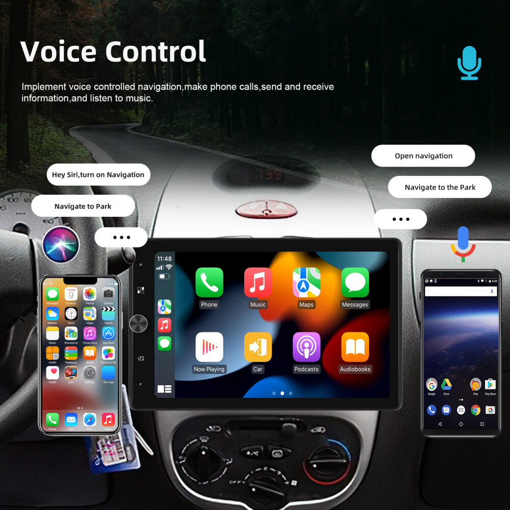 Single 1 DIN Rotatable 10.4" Touch Screen Car Stereo Radio GPS Carplay WIFI BT