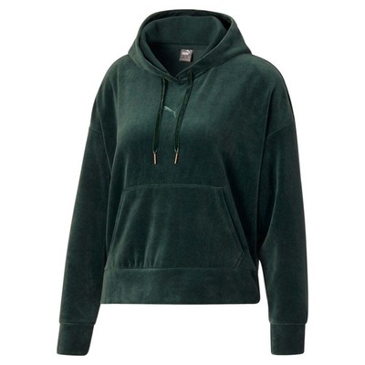 

Puma Her Velour Pullover Hoodie Женская зеленая повседневная верхняя одежда 84687880, Зеленый