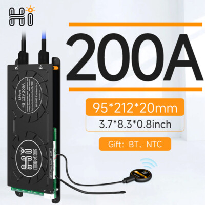 4S 12V/8S 24V/16S 48V 100A-250A LiFePo4 Protector Smart BMS Balance Bluetooth US