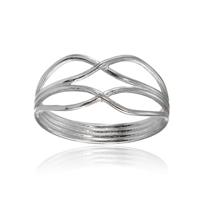 Double Line Cross Ring【Casual】（Silver） Sterling Silver 925 Cross Ring Double Cross CZ Open Ring