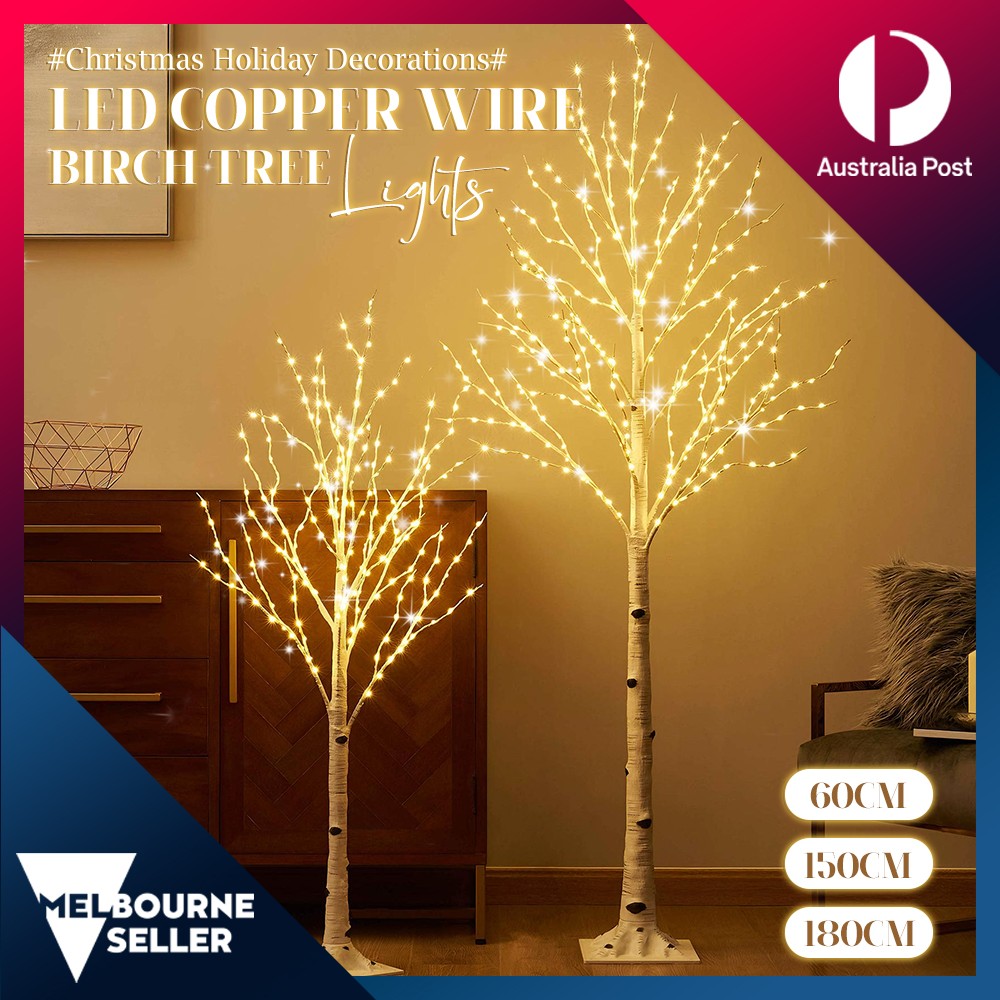 LED Copper Wire Birch Tree Light Flexible Branches Warm White Indoor Christmas