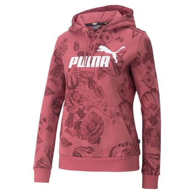 

Пуловер с капюшоном Puma Essentials Frozen Flower с цветочным принтом, женский повседневный размер , размер, Красный