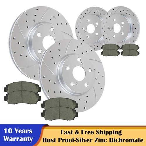 Front Rear Slotted Brake Rotors and Ceramic Pads for Toyota Corolla MATRIX Kits