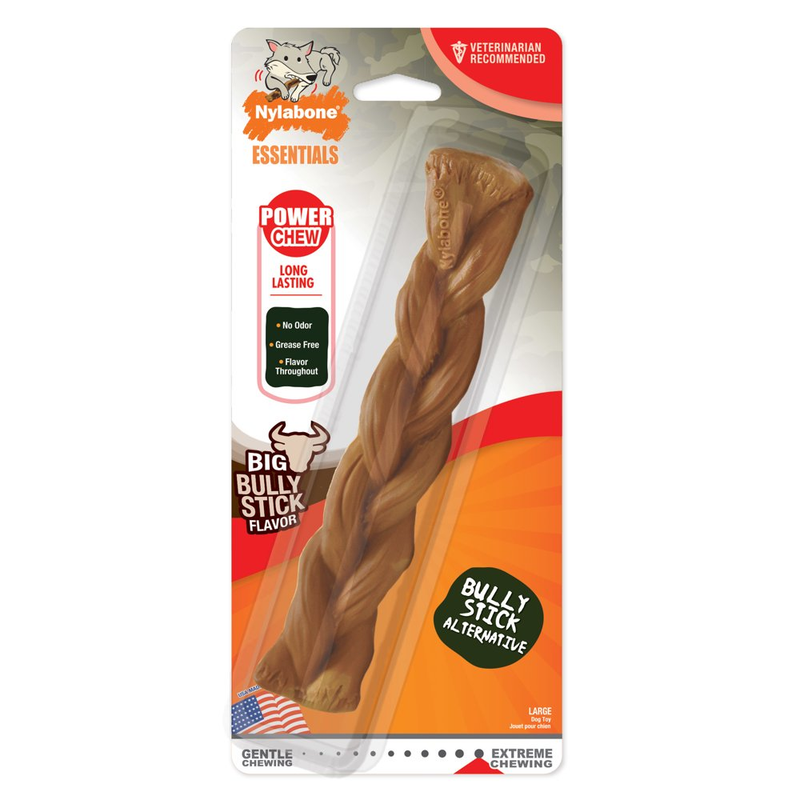 Nylabone Power Chew Alternative Braided Bully, Dog Chew Toy Braid Stick, Large/G
