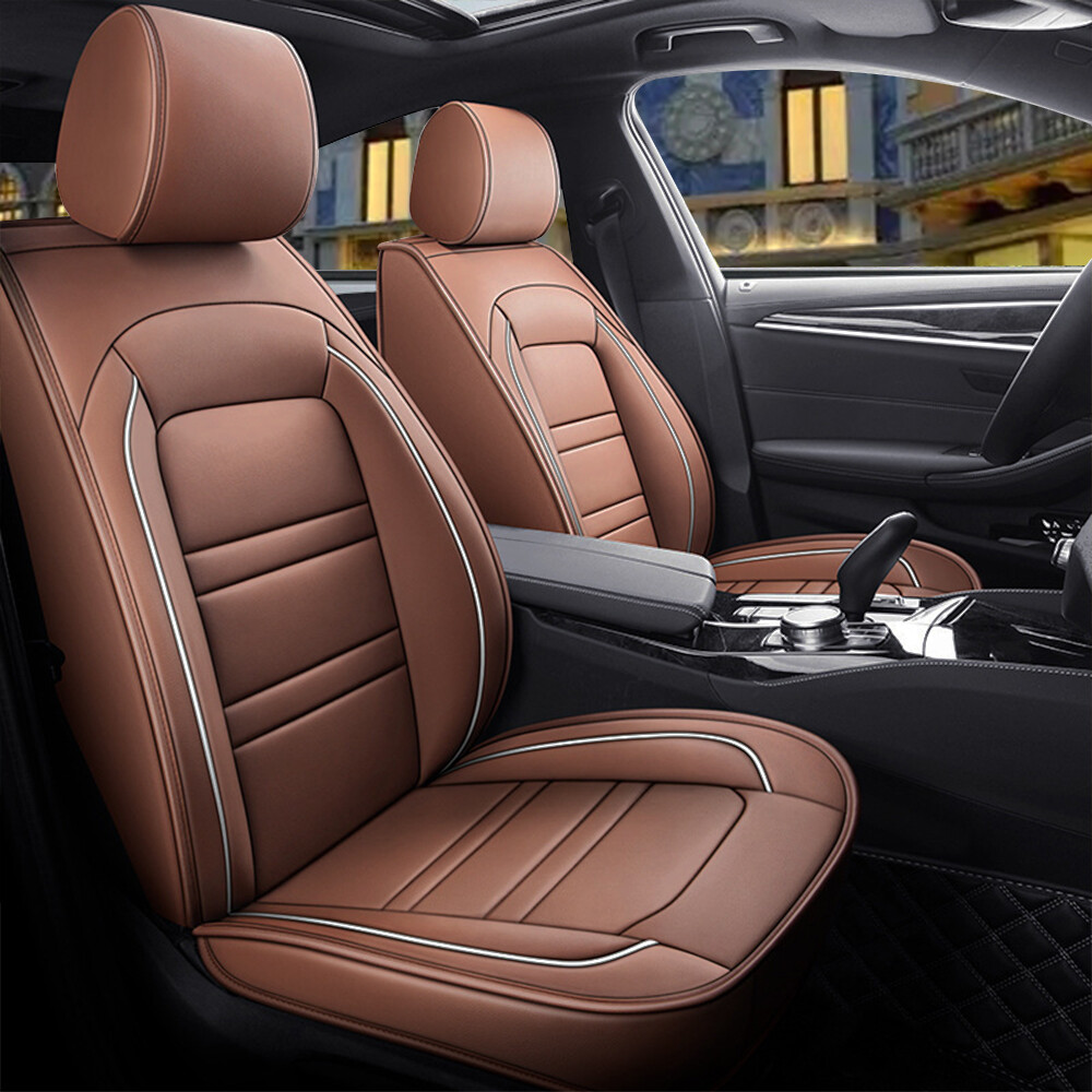 5 Seat Full Set Car Seat Cover Luxury Leather Universal Front Rear Back Cushion