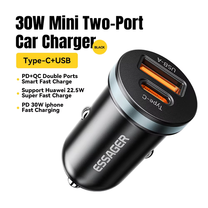 30W USB C Car Charger Type C Quick Charger PD QC 3.0 SCP 5A Fast Charging Car Ph