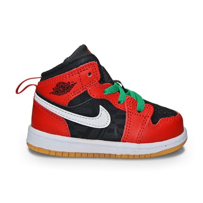 Кроссовки Nike Jordan 1 Mid SE (TD) для младенцев — DQ8420 006 — черный огненно-красный белый малахит