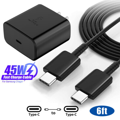 45W Fast Charging USB Type C Wall Charger Cable For Samsung Galaxy S21 S22 23  