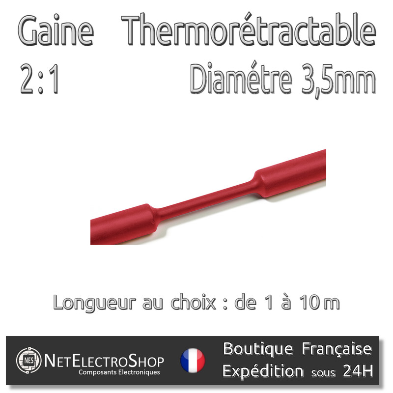 Gaine ThermorÃ©Tractable 2:1 - Diam. 3,5 Mm - Rouge - 1 Ã  10m #072
