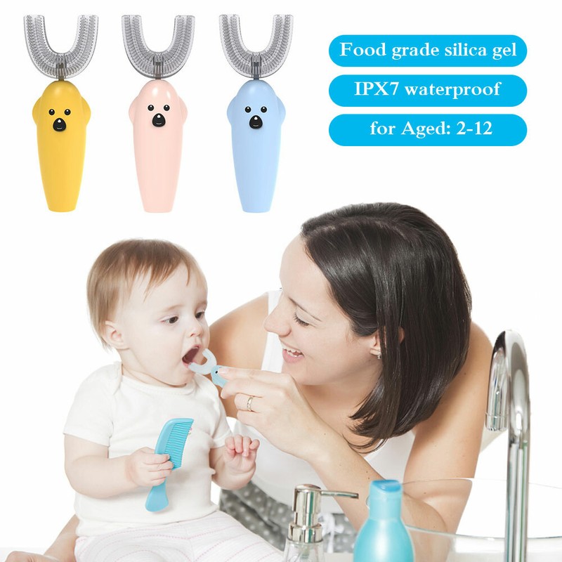 Elektrische Kinder Zahnbürste Automatische Reinigung Teeth 360 Grad U-Typ