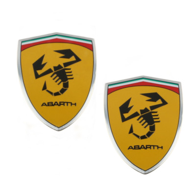 2Pcs Yellow Black Abarth Emblem Scorpion Fender Door Side Rear Badge Universal