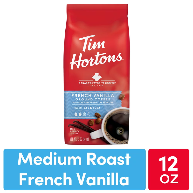 Tim Hortons French Vanilla Flavored Coffee, Medium Roast Gro