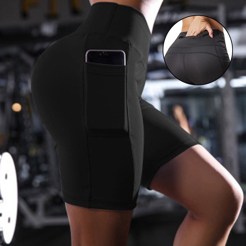 Womens Capri YOGA Pants Pockets Run Gym Sport Fitness Cropped Leggings Workout 28