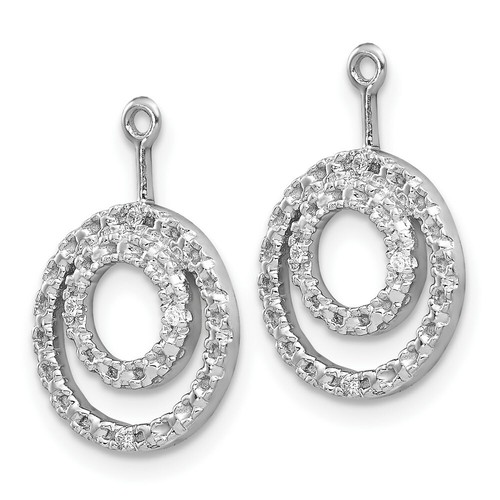 Pre-owned Pricerock 14k White Gold Double Circle Diamond Earring Jackets